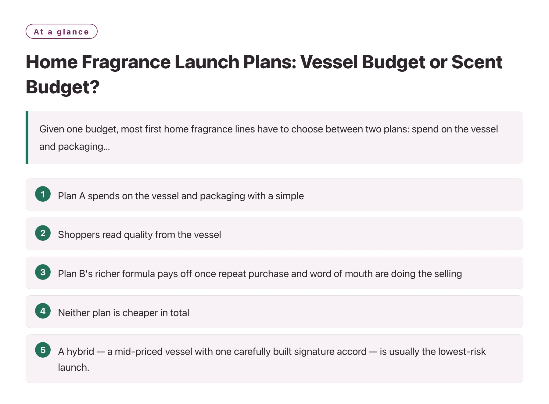 Home Fragrance Launch Plans: Vessel Budget or Scent Budget?——全文要点速览